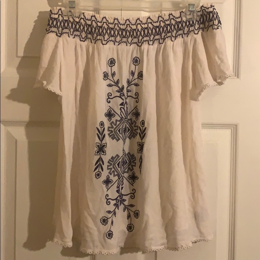 Xhiliration- Off the shoulder, embroidered top